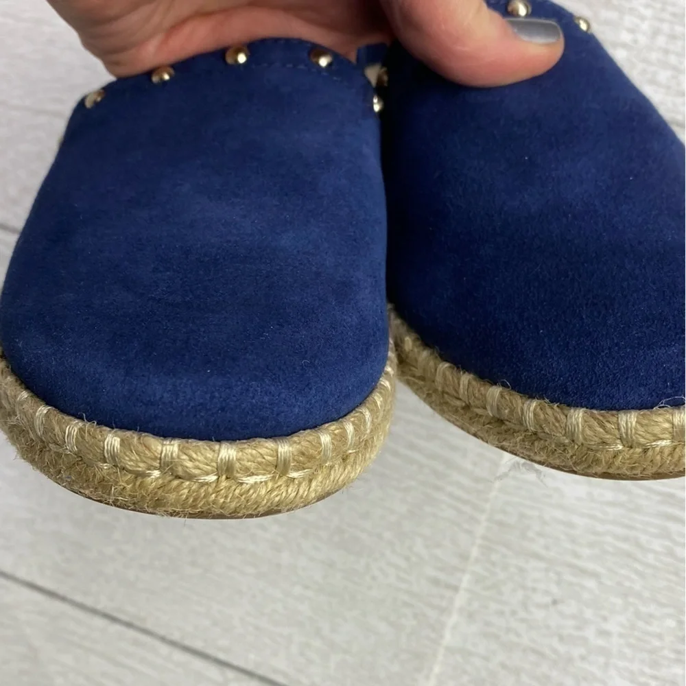 Anne Klein Kaily navy blue suede espadrille slip on flats size 6.5